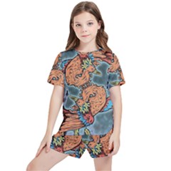 Chinese Phoenix Kids  Tee And Sports Shorts Set by ExtraGoodSauce