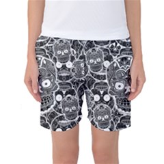 Sugar Skulls Bw Women s Basketball Shorts by ExtraGoodSauce