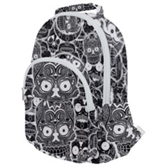 Sugar Skulls Bw Rounded Multi Pocket Backpack by ExtraGoodSauce