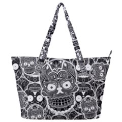 Sugar Skulls Bw Full Print Shoulder Bag by ExtraGoodSauce