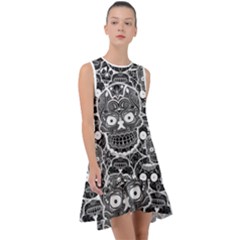 Sugar Skulls Bw Frill Swing Dress by ExtraGoodSauce