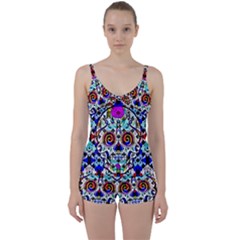 Sugar Skull Pattern 2 Tie Front Two Piece Tankini by ExtraGoodSauce