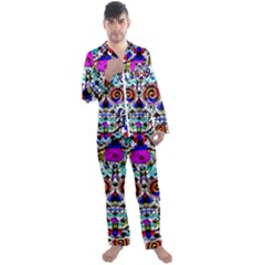 Sugar Skull Pattern 2 Men s Long Sleeve Satin Pajamas Set by ExtraGoodSauce