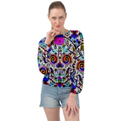 Sugar Skull Pattern 2 Banded Bottom Chiffon Top by ExtraGoodSauce