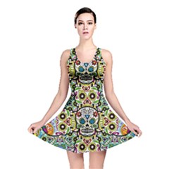 Sugar Skulls Pattern Reversible Skater Dress by ExtraGoodSauce