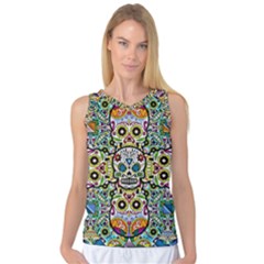 Sugar Skulls Pattern Women s Basketball Tank Top by ExtraGoodSauce