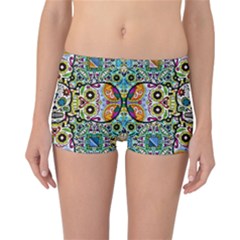 Sugar Skulls Pattern Reversible Boyleg Bikini Bottoms by ExtraGoodSauce