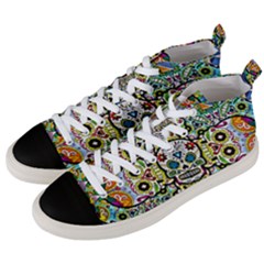 Sugar Skulls Pattern Men s Mid-top Canvas Sneakers by ExtraGoodSauce