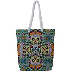 Sugar Skulls Pattern Full Print Rope Handle Tote (small) by ExtraGoodSauce