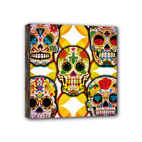 Sugar Skulls Mini Canvas 4  x 4  (Stretched)