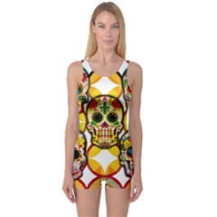 Sugar Skulls One Piece Boyleg Swimsuit