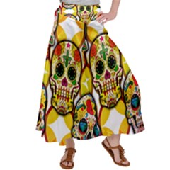 Sugar Skulls Satin Palazzo Pants