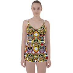 Sugar Skulls Tie Front Two Piece Tankini