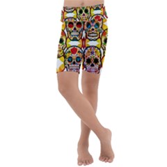 Sugar Skulls Kids  Lightweight Velour Cropped Yoga Leggings