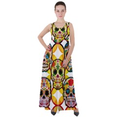 Sugar Skulls Empire Waist Velour Maxi Dress