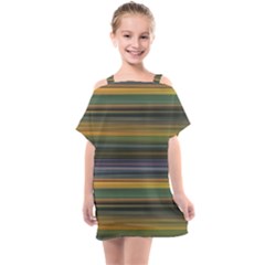 Multicolored Linear Abstract Print Kids  One Piece Chiffon Dress by dflcprintsclothing