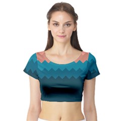 Flat Ocean Waves Palette Short Sleeve Crop Top by goljakoff