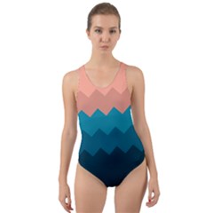 Flat Ocean Waves Palette Cut-out Back One Piece Swimsuit by goljakoff