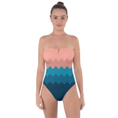 Flat Ocean Waves Palette Tie Back One Piece Swimsuit by goljakoff