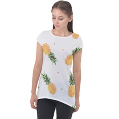 Pineapple Pattern Cap Sleeve High Low Top by goljakoff