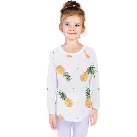 Pineapple Pattern Kids  Long Sleeve Tee by goljakoff