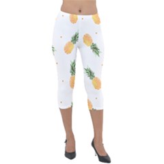 Pineapple Pattern Lightweight Velour Capri Leggings  by goljakoff