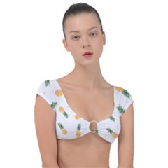 Pineapple Pattern Cap Sleeve Ring Bikini Top by goljakoff