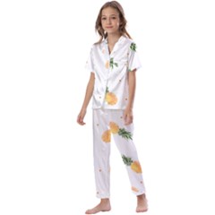 Pineapple Pattern Kids  Satin Short Sleeve Pajamas Set by goljakoff