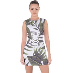 Green Leaves Lace Up Front Bodycon Dress by goljakoff