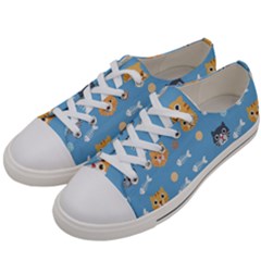 Cute Cat Pattern Women s Low Top Canvas Sneakers by ExtraGoodSauce