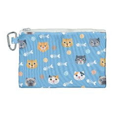 Cute Cat Pattern Canvas Cosmetic Bag (large)