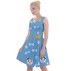 Cute Cat Pattern Knee Length Skater Dress by ExtraGoodSauce