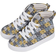 Cute Cat Pattern Kids  Hi-top Skate Sneakers by ExtraGoodSauce