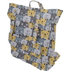 Cute Cat Pattern Buckle Up Backpack