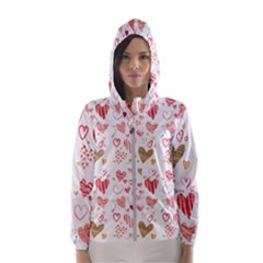 Beautiful Hearts Pattern Cute Cakes Valentine Women s Hooded Windbreaker by designsbymallika