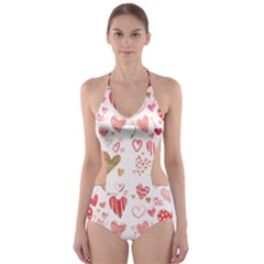 Beautiful Hearts Pattern Cute Cakes Valentine Cut-out One Piece Swimsuit by designsbymallika