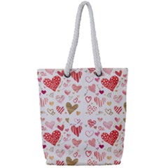 Beautiful Hearts Pattern Cute Cakes Valentine Full Print Rope Handle Tote (small) by designsbymallika