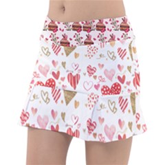 Beautiful Hearts Pattern Cute Cakes Valentine Classic Tennis Skirt by designsbymallika