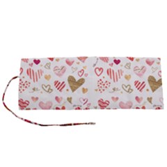 Beautiful Hearts Pattern Cute Cakes Valentine Roll Up Canvas Pencil Holder (s) by designsbymallika