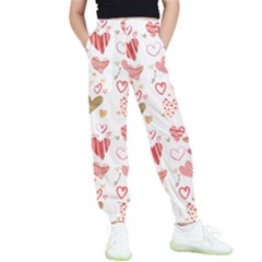 Beautiful Hearts Pattern Cute Cakes Valentine Kids  Elastic Waist Pants by designsbymallika