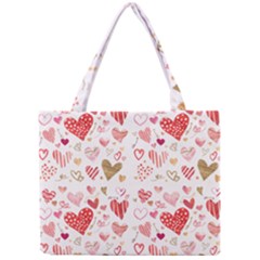 Beautiful Hearts Pattern Mini Tote Bag by designsbymallika
