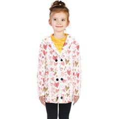 Beautiful Hearts Pattern Kids  Double Breasted Button Coat by designsbymallika