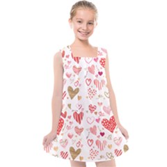 Beautiful Hearts Pattern Kids  Cross Back Dress by designsbymallika