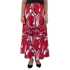 Red Ethnic Flowers Flared Maxi Skirt by Eskimos
