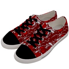 Red Ethnic Flowers Men s Low Top Canvas Sneakers by Eskimos