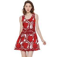 Red Ethnic Flowers Inside Out Reversible Sleeveless Dress