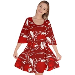 Red Ethnic Flowers Velour Kimono Dress by Eskimos
