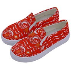 White Leaves Kids  Canvas Slip Ons by Eskimos