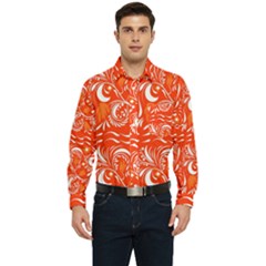 White Leaves Men s Long Sleeve Pocket Shirt  by Eskimos