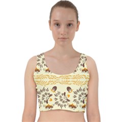 Decorative flowers Velvet Racer Back Crop Top